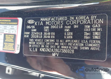 2016 Kia Soul из США, поврежденный, VIN KNDJN2A28G7386928